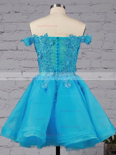Princess Off-the-shoulder Organza Tulle Short/Mini Appliques Lace Cute Short Prom Dresses #Favs020102801