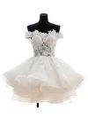 Princess Off-the-shoulder Organza Tulle Short/Mini Appliques Lace Cute Short Prom Dresses #Favs020102801
