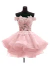 Princess Off-the-shoulder Organza Tulle Short/Mini Appliques Lace Cute Short Prom Dresses #Favs020102801