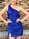 Sheath/Column One Shoulder Sequined Short/Mini Homecoming Dresses With Split Front #Favs020110612