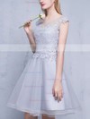 A-line Scoop Neck Tulle Short/Mini Appliques Lace Pretty Prom Dress #Favs020102753
