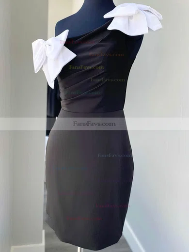 Sheath/Column One Shoulder Stretch Crepe Short/Mini Homecoming Dresses With Bow #Favs020110635