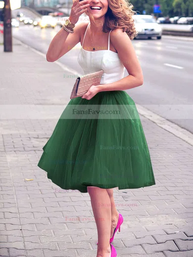 A-line Sweetheart Satin Tulle Knee-length Short Prom Dresses #Favs020102755