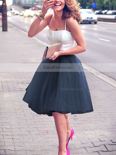 A-line Sweetheart Satin Tulle Knee-length Short Prom Dresses #Favs020102755