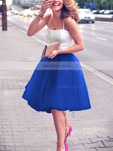 A-line Sweetheart Satin Tulle Knee-length Short Prom Dresses #Favs020102755
