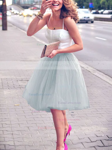 A-line Sweetheart Satin Tulle Knee-length Short Prom Dresses #Favs020102755