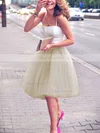 A-line Sweetheart Satin Tulle Knee-length Short Prom Dresses #Favs020102755