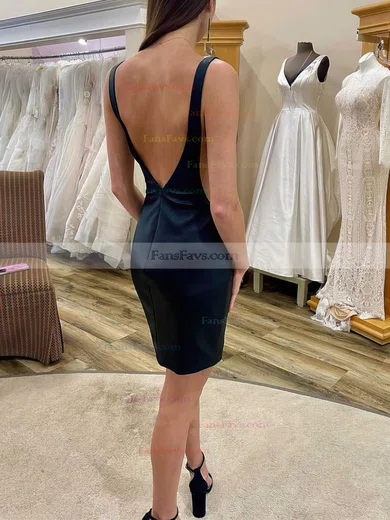 Sheath/Column V-neck Satin Short/Mini Homecoming Dresses #Favs020110642