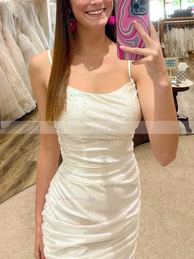 Sheath/Column Scoop Neck Jersey Short/Mini Homecoming Dresses With Beading #Favs020110645