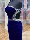 Sheath/Column One Shoulder Velvet Short/Mini Homecoming Dresses With Crystal Detailing #Favs020110652
