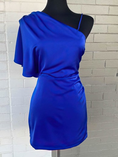 Sheath/Column One Shoulder Silk-like Satin Short/Mini Homecoming Dresses #Favs020110653