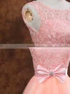 Ball Gown Scoop Neck Lace Tulle Elastic Woven Satin Short/Mini Bow Short Prom Dresses #Favs02017611