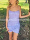 Sheath/Column Scoop Neck Sequined Short/Mini Homecoming Dresses With Ruffles #Favs020110667