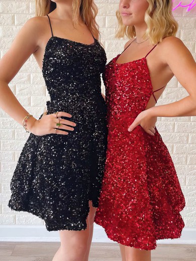 A-line Scoop Neck Sequined Short/Mini Homecoming Dresses #Favs020110669