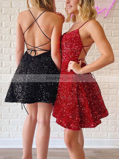 A-line Scoop Neck Sequined Short/Mini Homecoming Dresses #Favs020110669