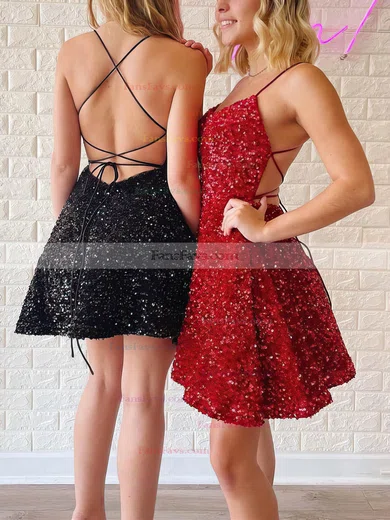 A-line Scoop Neck Sequined Short/Mini Homecoming Dresses #Favs020110669