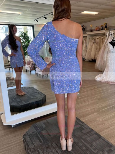 Sheath/Column One Shoulder Sequined Short/Mini Homecoming Dresses With Beading #Favs020110704
