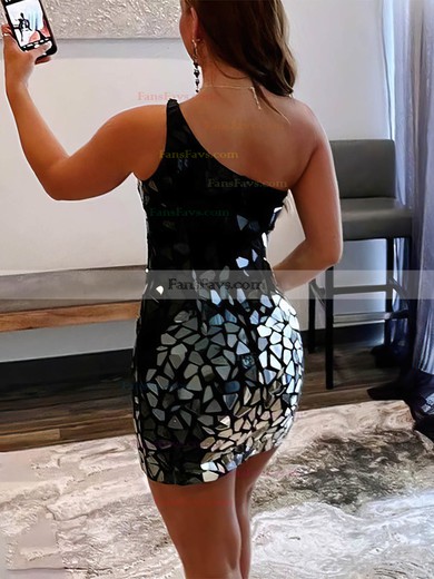 Sheath/Column One Shoulder Sequined Short/Mini Homecoming Dresses With Split Front #Favs020110709