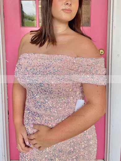 Sheath/Column Off-the-shoulder Sequined Short/Mini Homecoming Dresses #Favs020110710