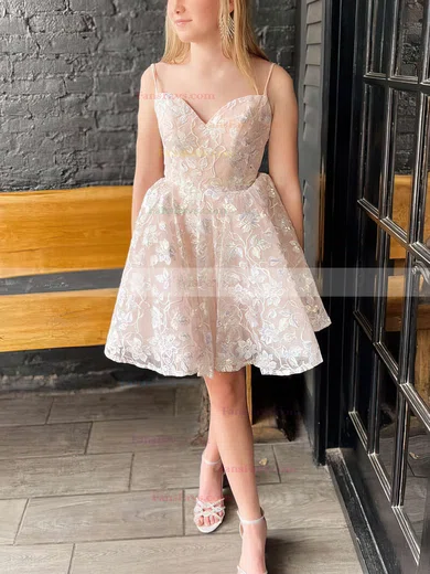 A-line V-neck Lace Short/Mini Homecoming Dresses #Favs020110719