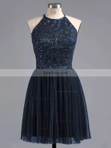 Tulle Scoop Neck Beading Spaghetti Straps Elegant Short/Mini Short Prom Dresses #Favs02019702