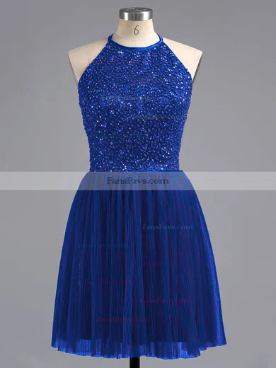 Tulle Scoop Neck Beading Spaghetti Straps Elegant Short/Mini Short Prom Dresses #Favs02019702