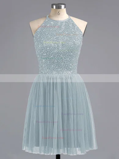 Tulle Scoop Neck Beading Spaghetti Straps Elegant Short/Mini Short Prom Dresses #Favs02019702