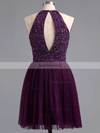 Tulle Scoop Neck Beading Spaghetti Straps Elegant Short/Mini Prom Dress #Favs02019702