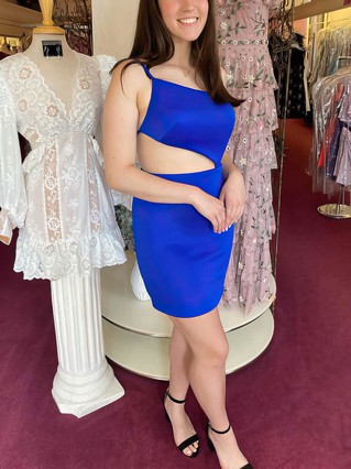 Sheath/Column One Shoulder Satin Short/Mini Homecoming Dresses #Favs020110729 Sheath/Column One Shoulder Satin Short/Mini Homecoming Dresses #Favs020110729