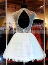 Short/Mini Light Sky Blue Open Back Tulle Beading Scoop Neck Short Prom Dresses #Favs020101145