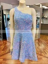 A-line One Shoulder Sequined Short/Mini Homecoming Dresses #Favs020110743