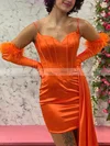 Sheath/Column V-neck Silk-like Satin Short/Mini Homecoming Dresses #Favs020110750