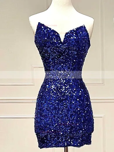 Sheath/Column V-neck Sequined Short/Mini Homecoming Dresses #Favs020110754