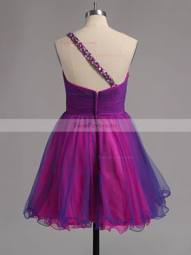 A-line One Shoulder Tulle Short/Mini Ruffles Short Prom Dresses #Favs02013221