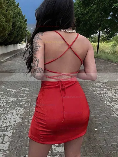 Sheath/Column Scoop Neck Jersey Short/Mini Homecoming Dresses With Split Front #Favs020110763