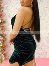 Sheath/Column One Shoulder Velvet Short/Mini Homecoming Dresses With Split Front #Favs020110768
