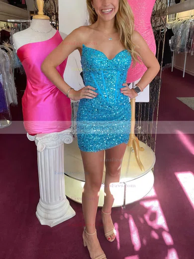 Sheath/Column Strapless Sequined Short/Mini Homecoming Dresses #Favs020110778