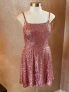 A-line Square Neckline Sequined Short/Mini Homecoming Dresses #Favs020110780