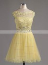 A-line Scoop Neck Tulle Short/Mini Beading Homecoming Dresses #Favs02042343