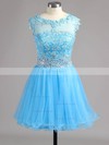 A-line Scoop Neck Tulle Short/Mini Beading Homecoming Dresses #Favs02042343