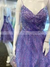 A-line V-neck Sequined Short/Mini Homecoming Dresses #Favs020110785
