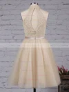 A-line High Neck Tulle Short/Mini Sashes / Ribbons Short Prom Dresses #Favs020102515