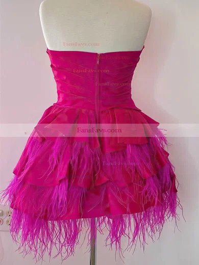 A-line Strapless Chiffon Short/Mini Homecoming Dresses With Feathers / Fur #Favs020110793