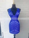 Sheath/Column V-neck Sequined Short/Mini Homecoming Dresses #Favs020110797