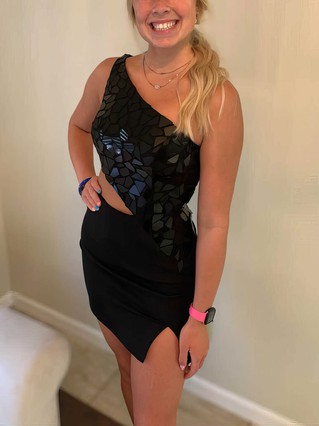 Sheath/Column One Shoulder Stretch Crepe Short/Mini Homecoming Dresses With Split Front #Favs020110801 Sheath/Column One Shoulder Stretch Crepe Short/Mini Homecoming Dresses With Split Front #Favs020110801