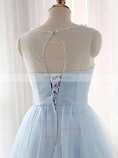 A-line Scoop Neck Tulle Short/Mini Beading Short Prom Dresses #Favs020102518