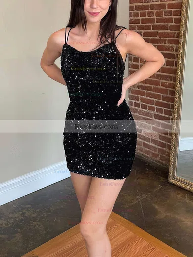 Sheath/Column Scoop Neck Sequined Short/Mini Homecoming Dresses #Favs020110822