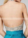 A-line Halter Satin Short/Mini Beading Short Prom Dresses #Favs020102519