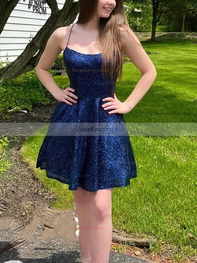 A-line Scoop Neck Sequined Short/Mini Homecoming Dresses #Favs020110832