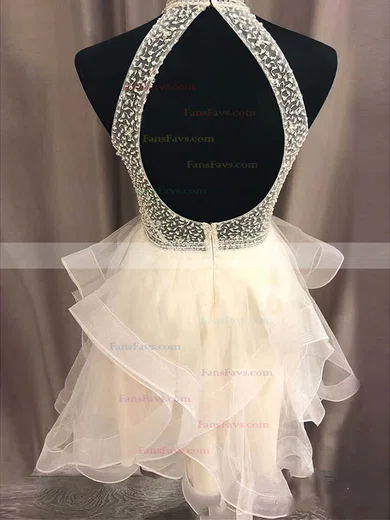 A-line High Neck Tulle Short/Mini Homecoming Dresses With Sashes / Ribbons #Favs020110836